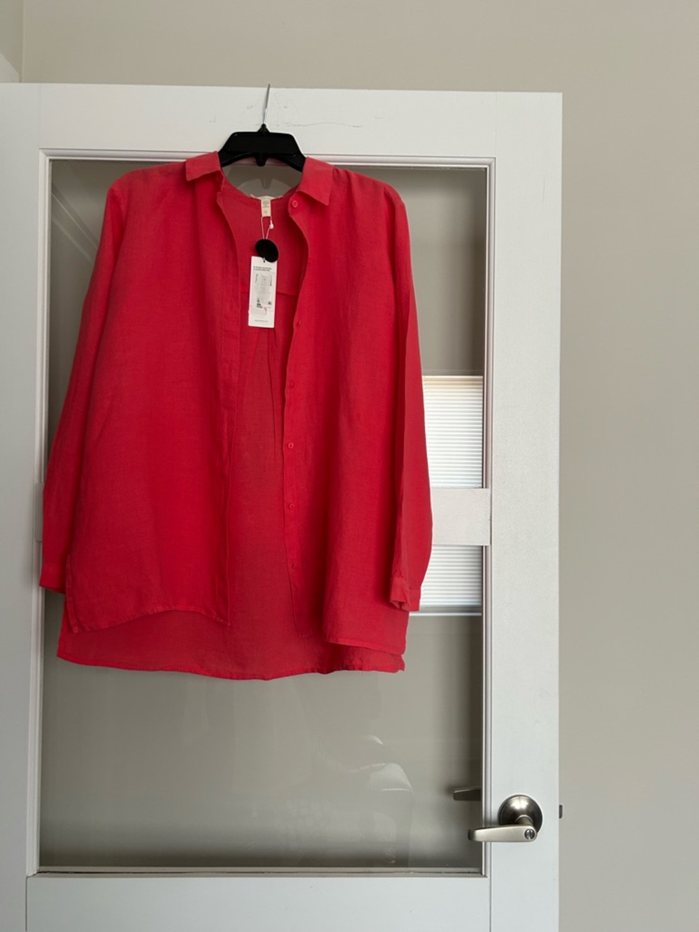 Eileen Fisher Red Lightweight Button-Down Blouse